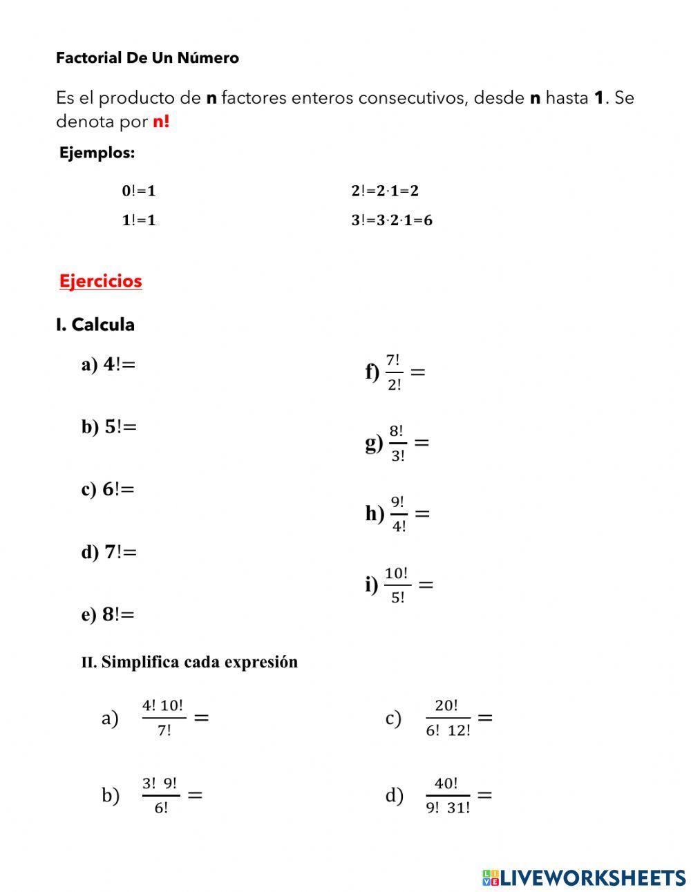 Factorial de un numero