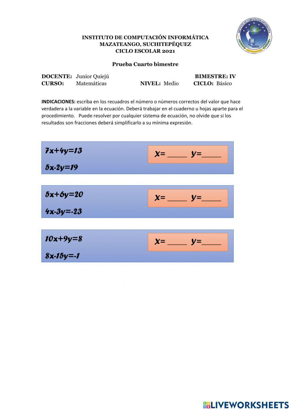 Sistema de ecuaciones