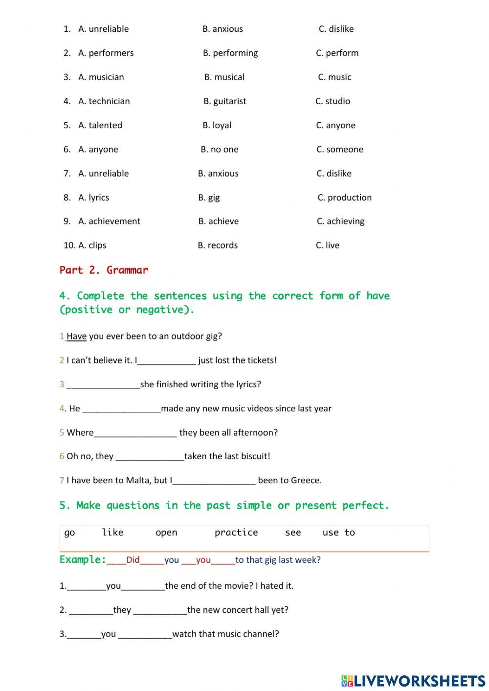 Prepare 5 Unit 7 Progress Quiz Prepare 5 Unit 7 Progress Quiz