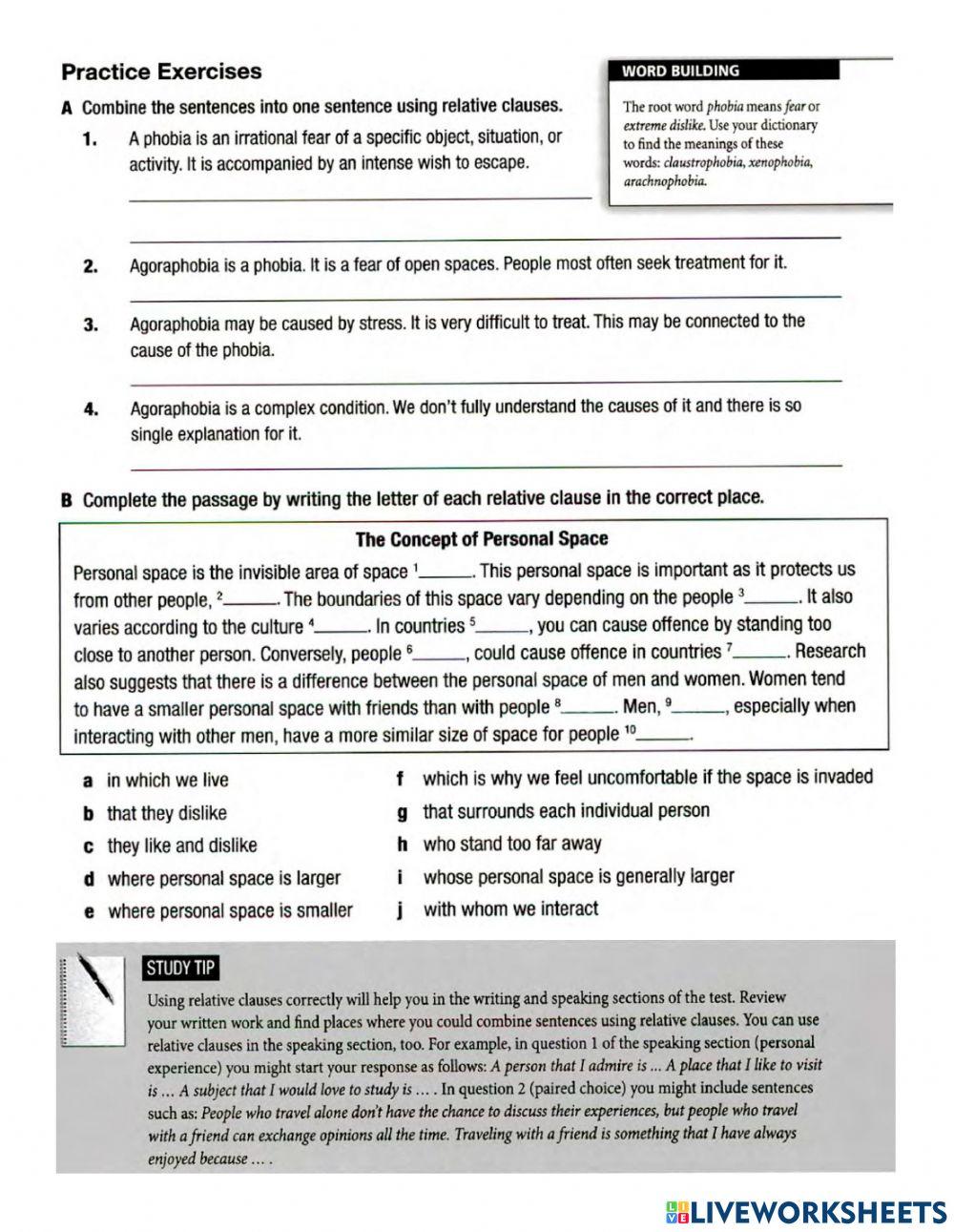 Relative Clauses: Practice Exercises
