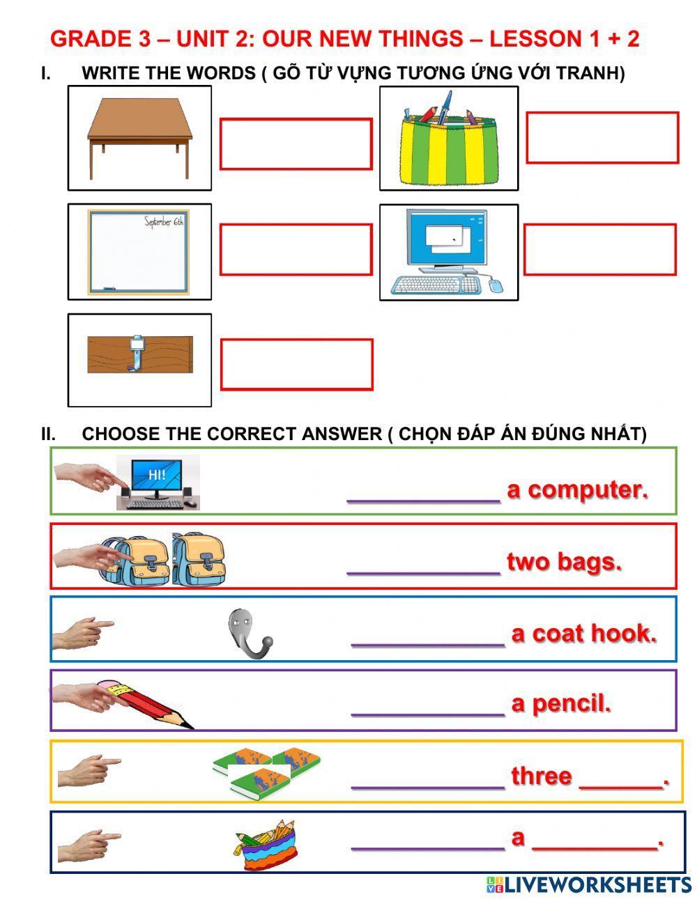 Grade 3 - unit 2: our new things - lesson 1, 2