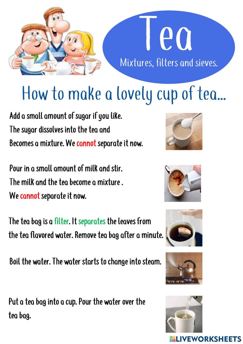 Tea - Mixtures and filters