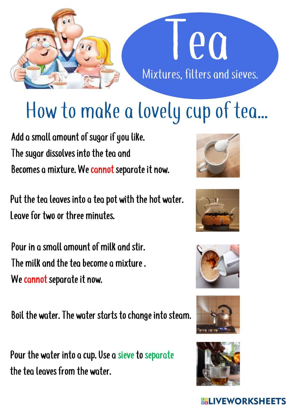 Tea - Mixtures and filters