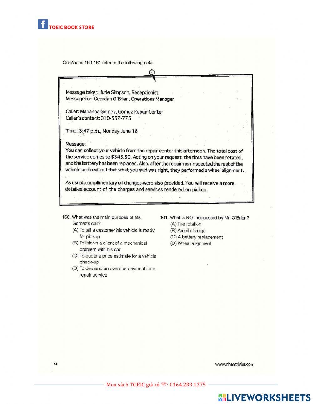 TOEIC 1 reading practice