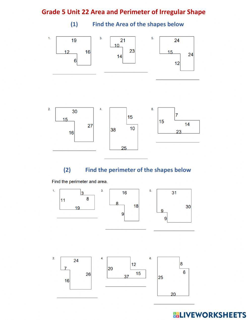 U22 Area and perimeter of Irregular Shapes