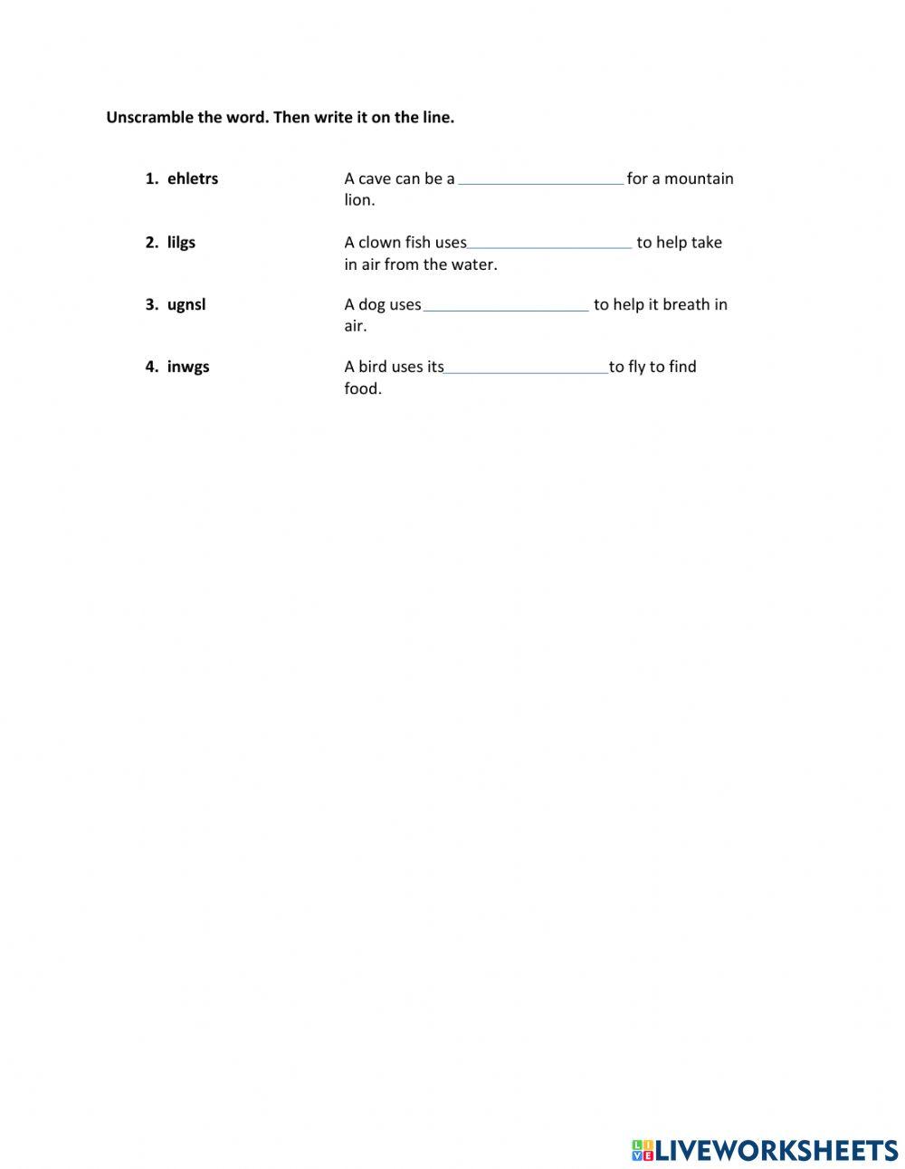 Unit 4: lesson 2 what animals need to live