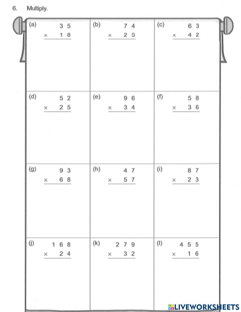 Multiplication with 2-digit numbers