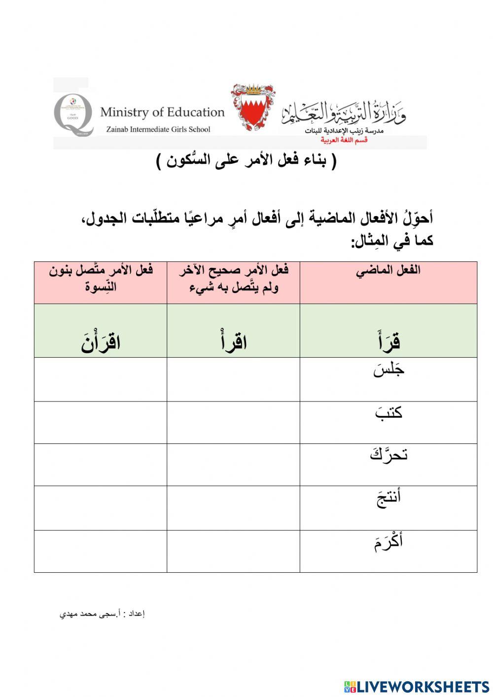 بناء الفعل الماضي على السكون