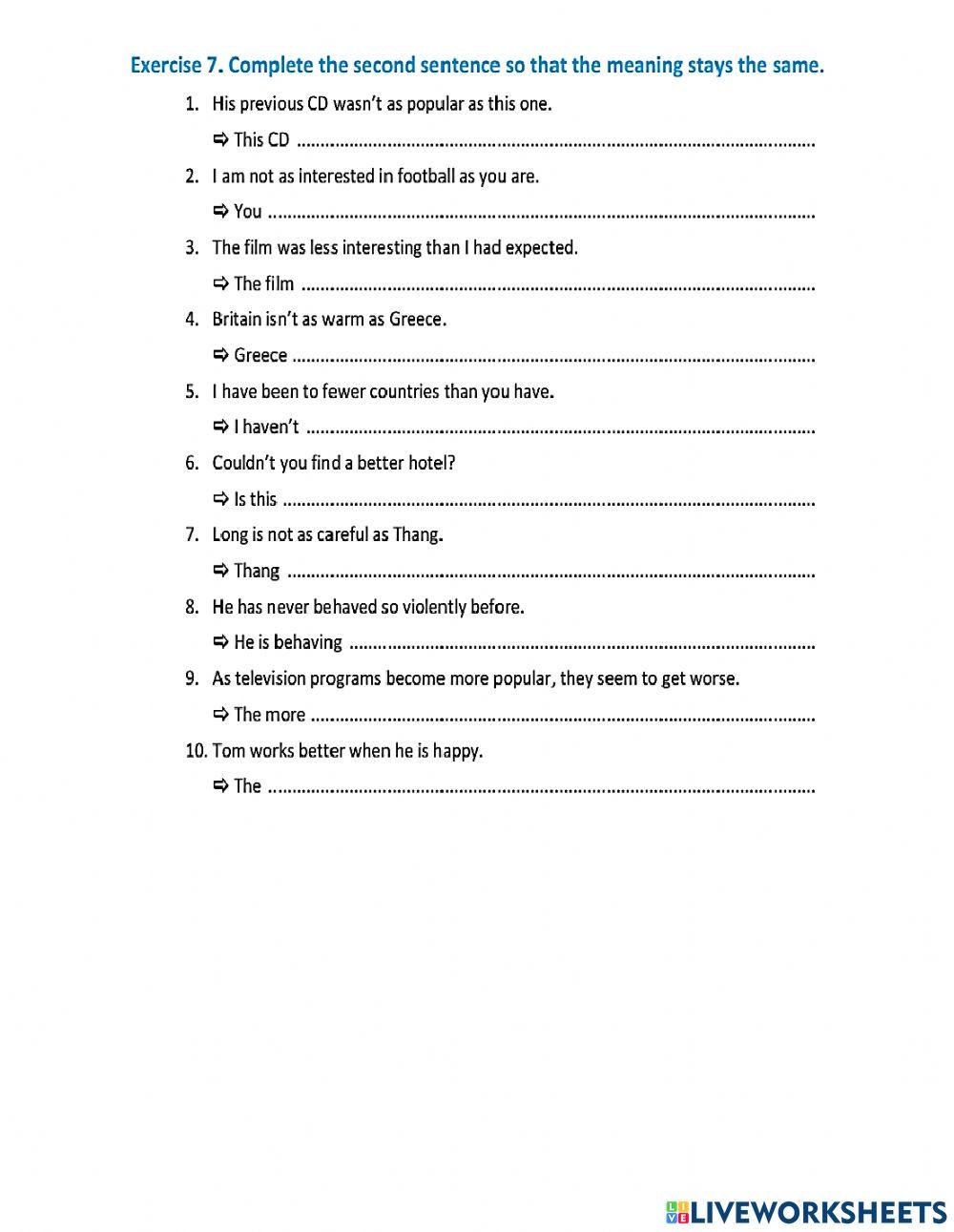 Review comparison verb