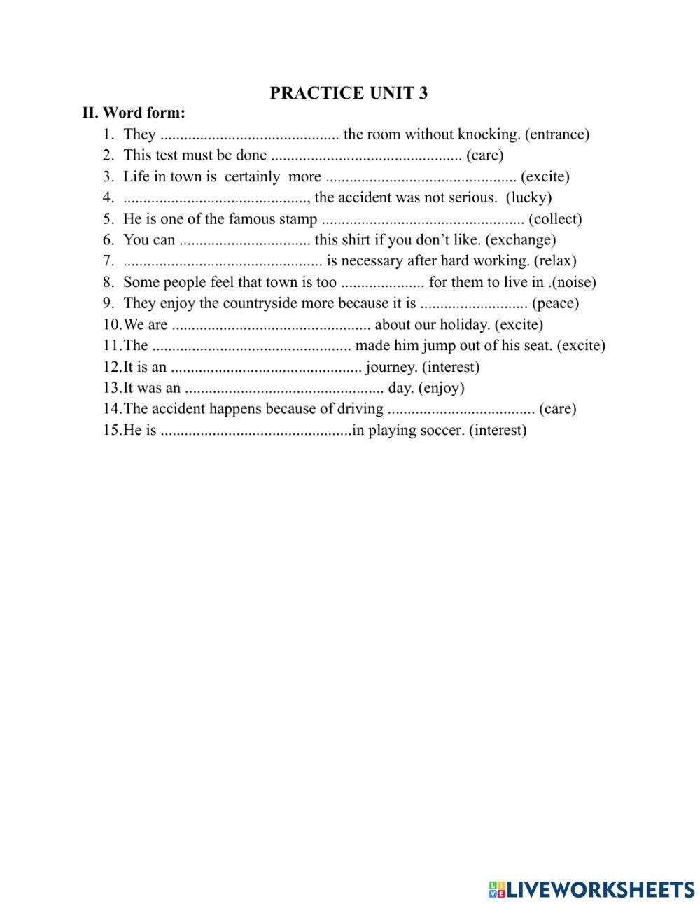 Practice Unit 32 worksheet Live Worksheets
