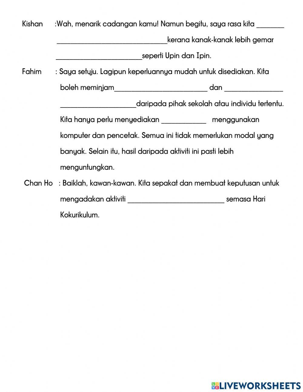 BM SJKC Tahun 5 : Tema 7: Unit 19: Tajuk Mari Berniaga