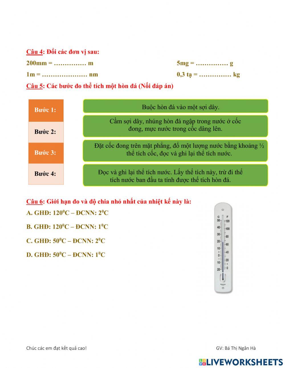 Kiểm tra 15 phút - kì 1 - KHTN6