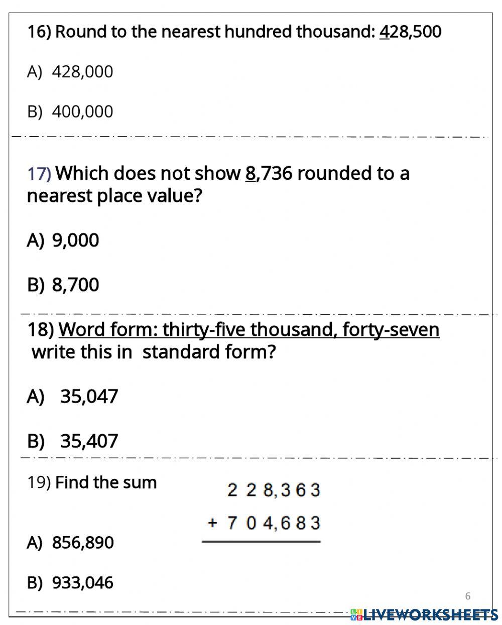 Revision worksheet 1