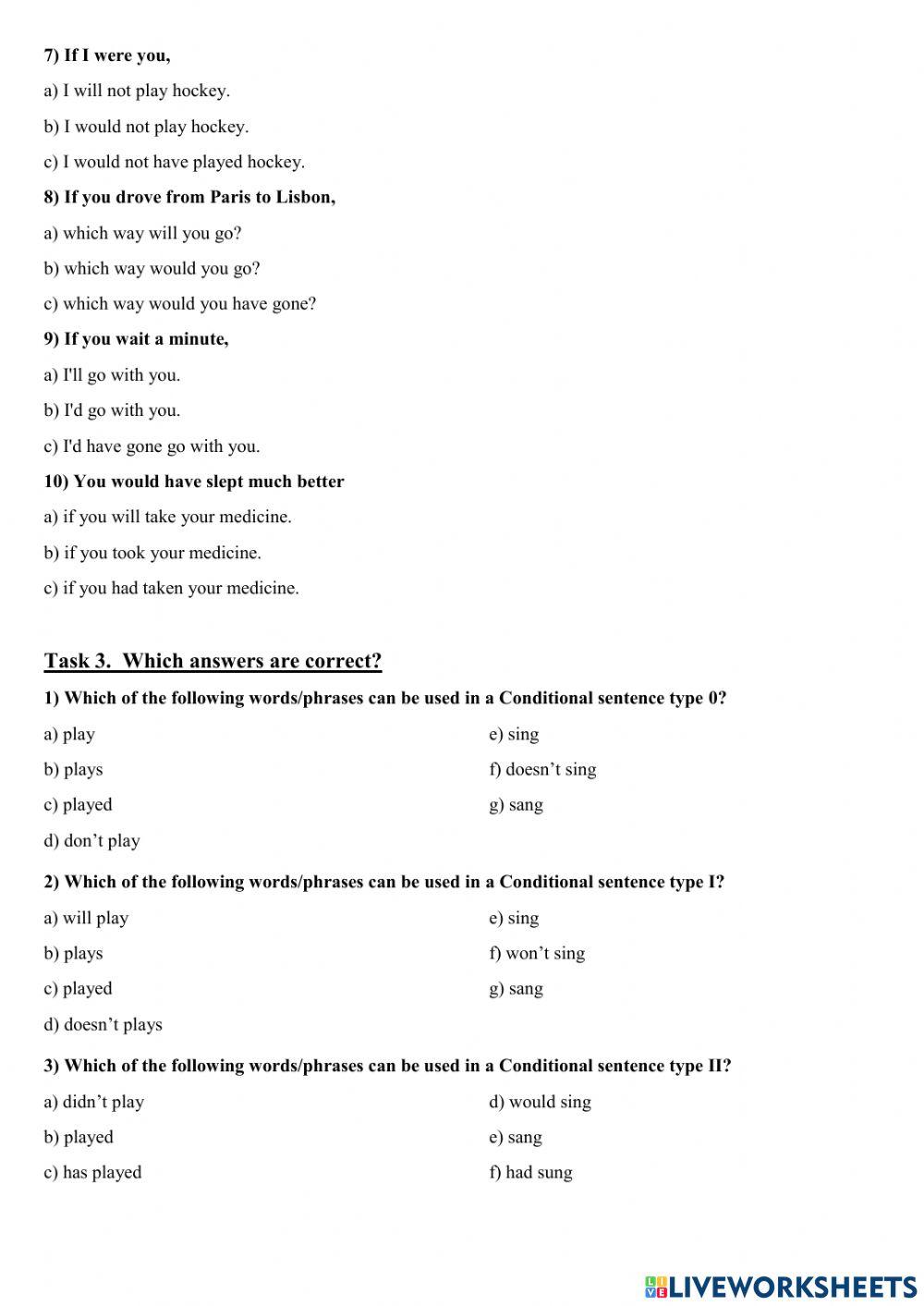 Conditionals 0, I, II, III