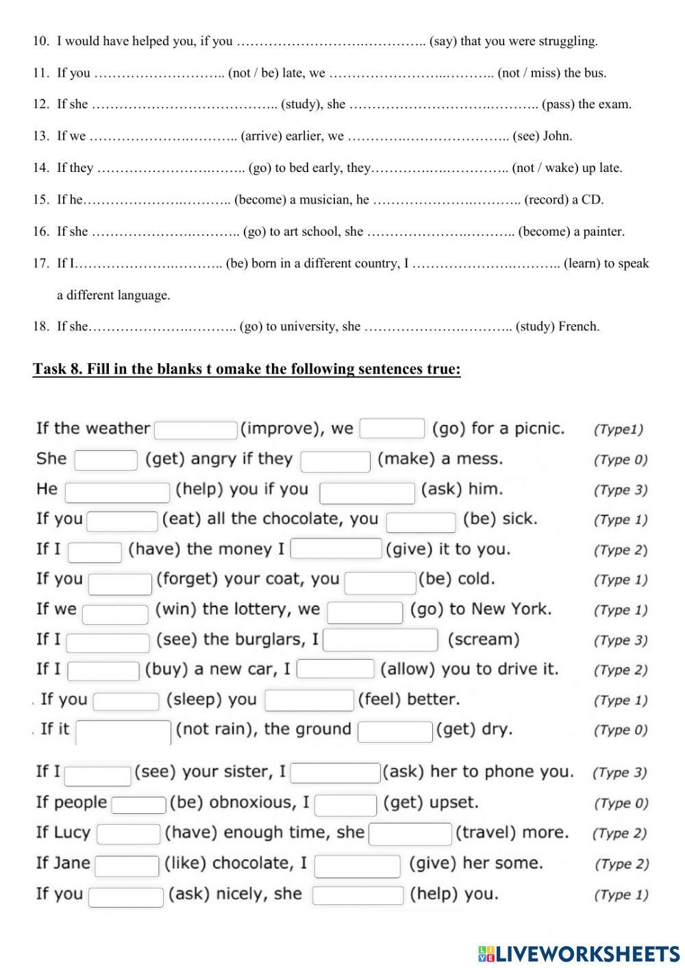 Conditionals 0, I, II, III