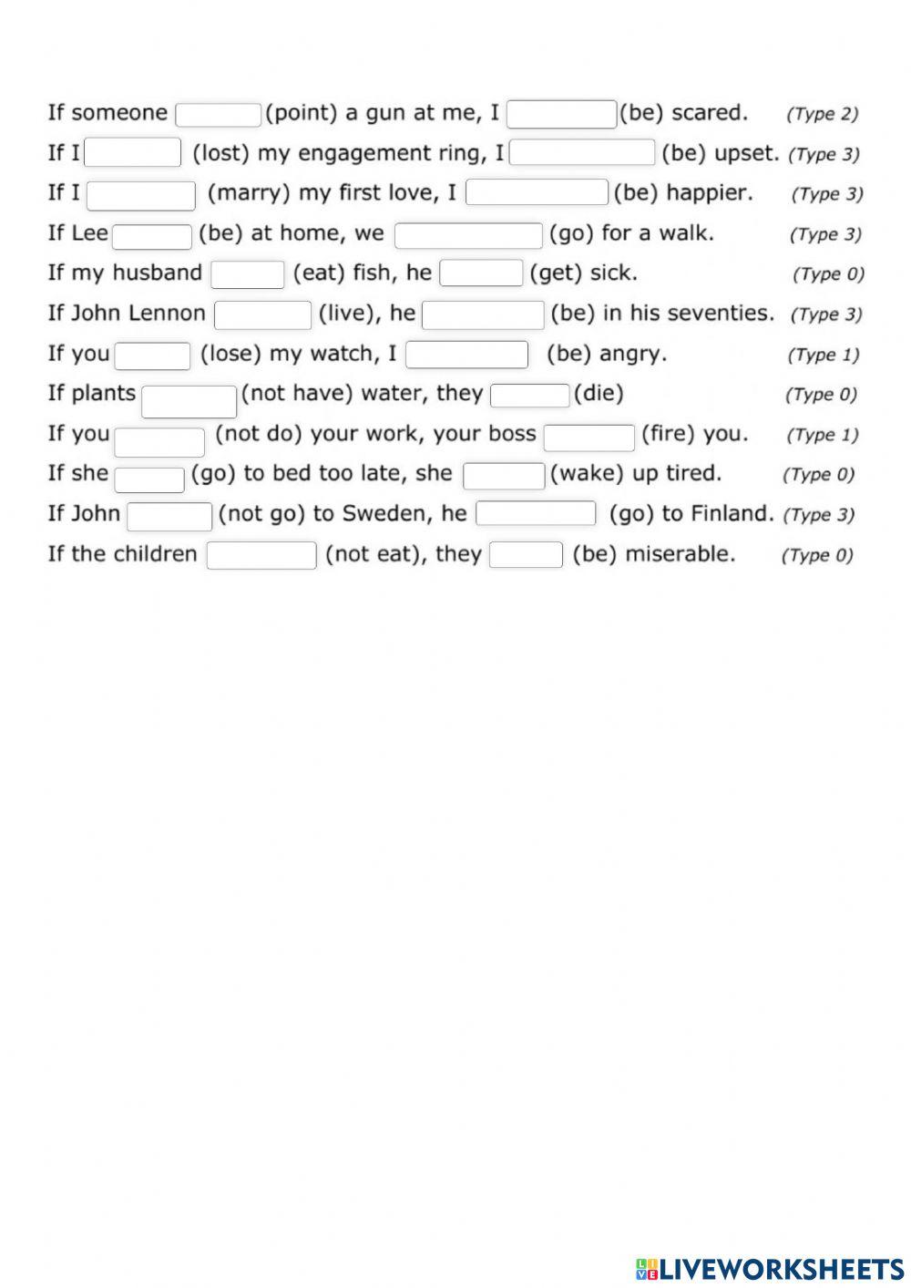 Conditionals 0, I, II, III