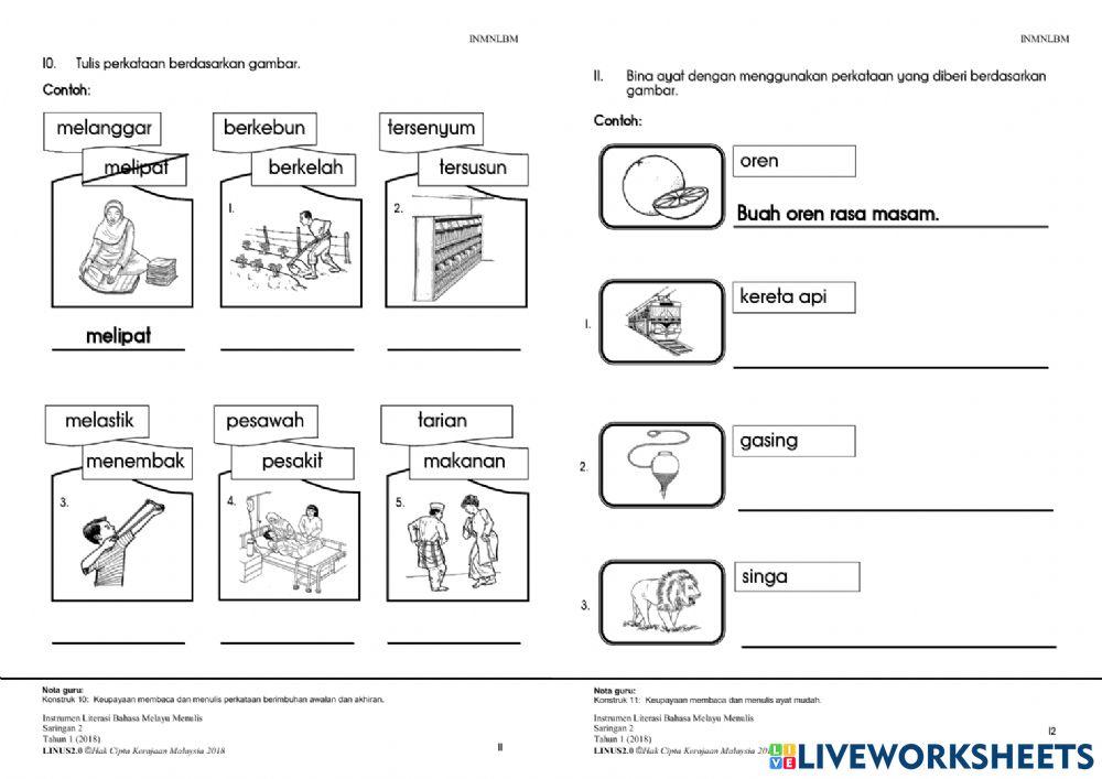 Instrumen saringan MENULIS literasi tahun 1 2018