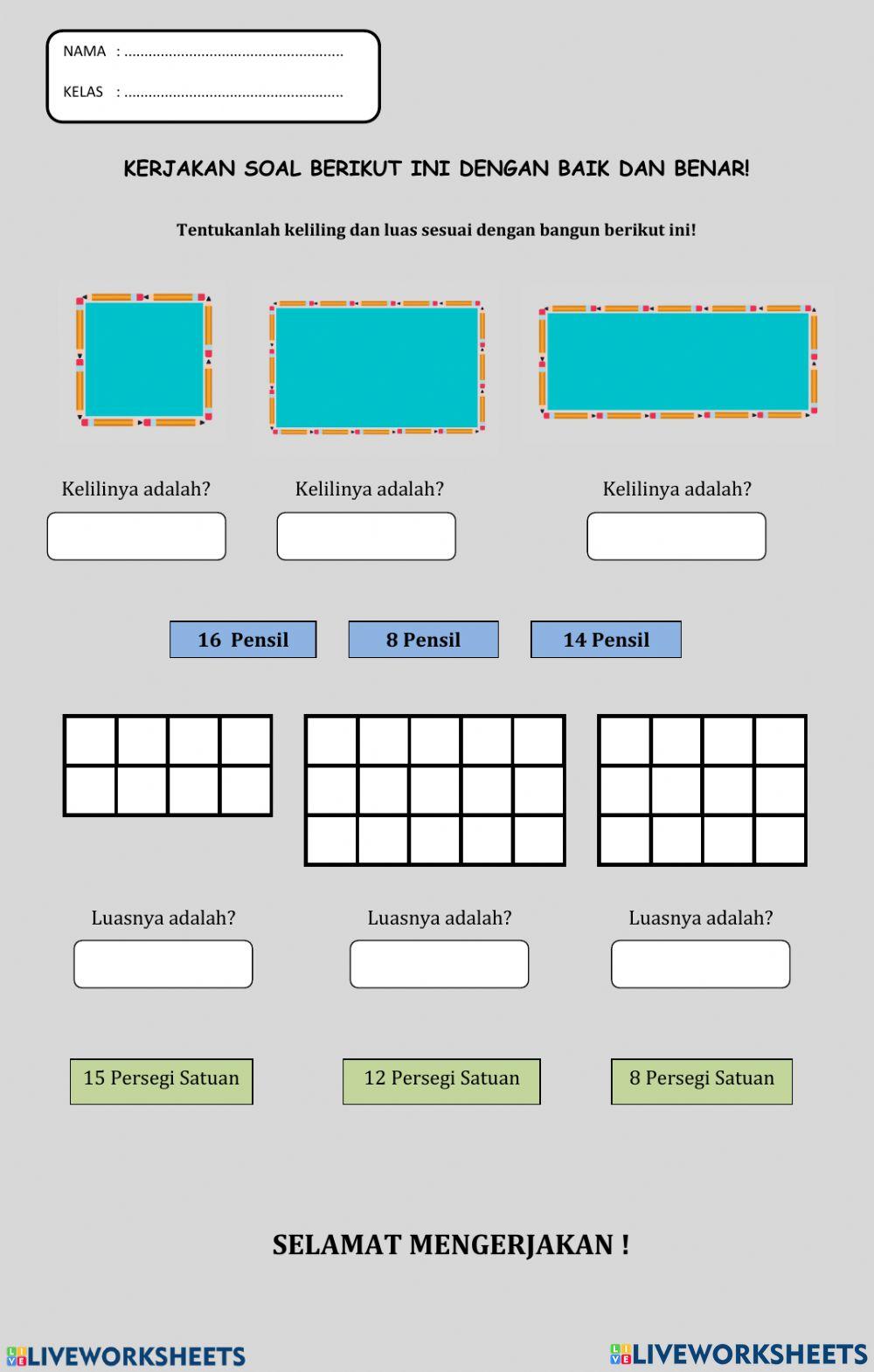Luas dan Keliling Persgi dan Persegi Panjang