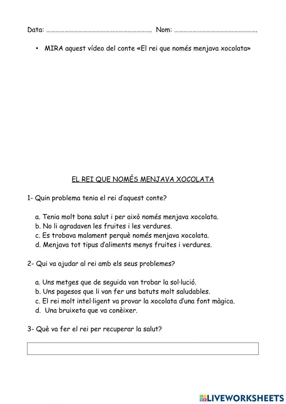 El rei que només menjava xocolata