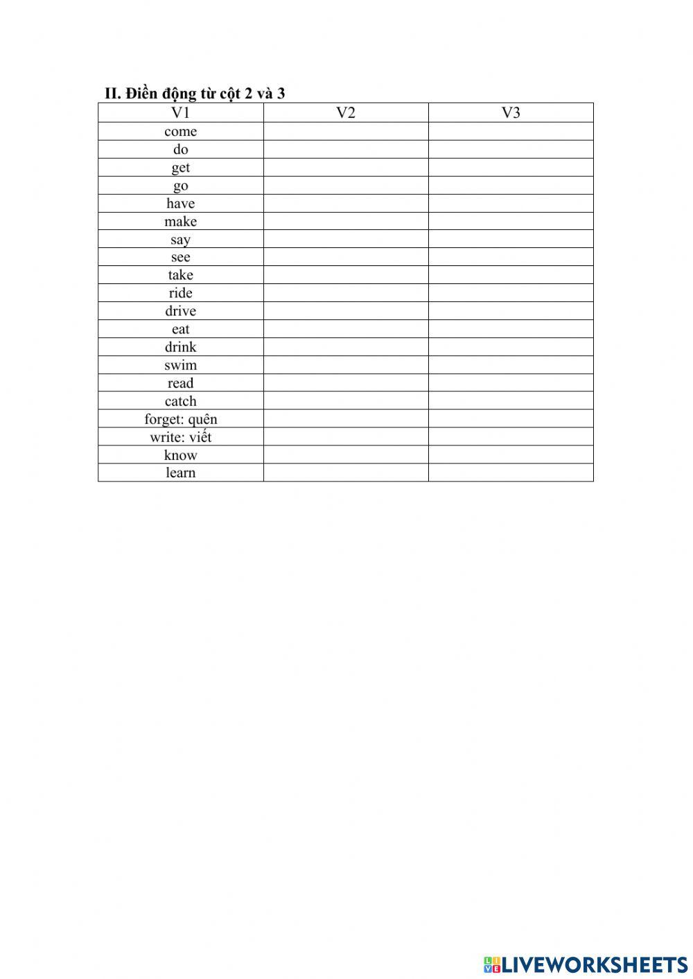 Homework - present perfect