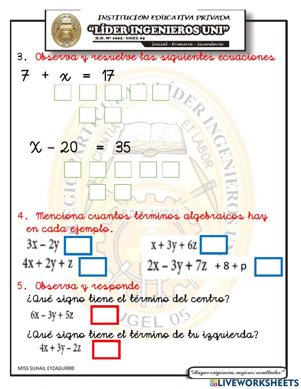 Examen vi unidad algebra