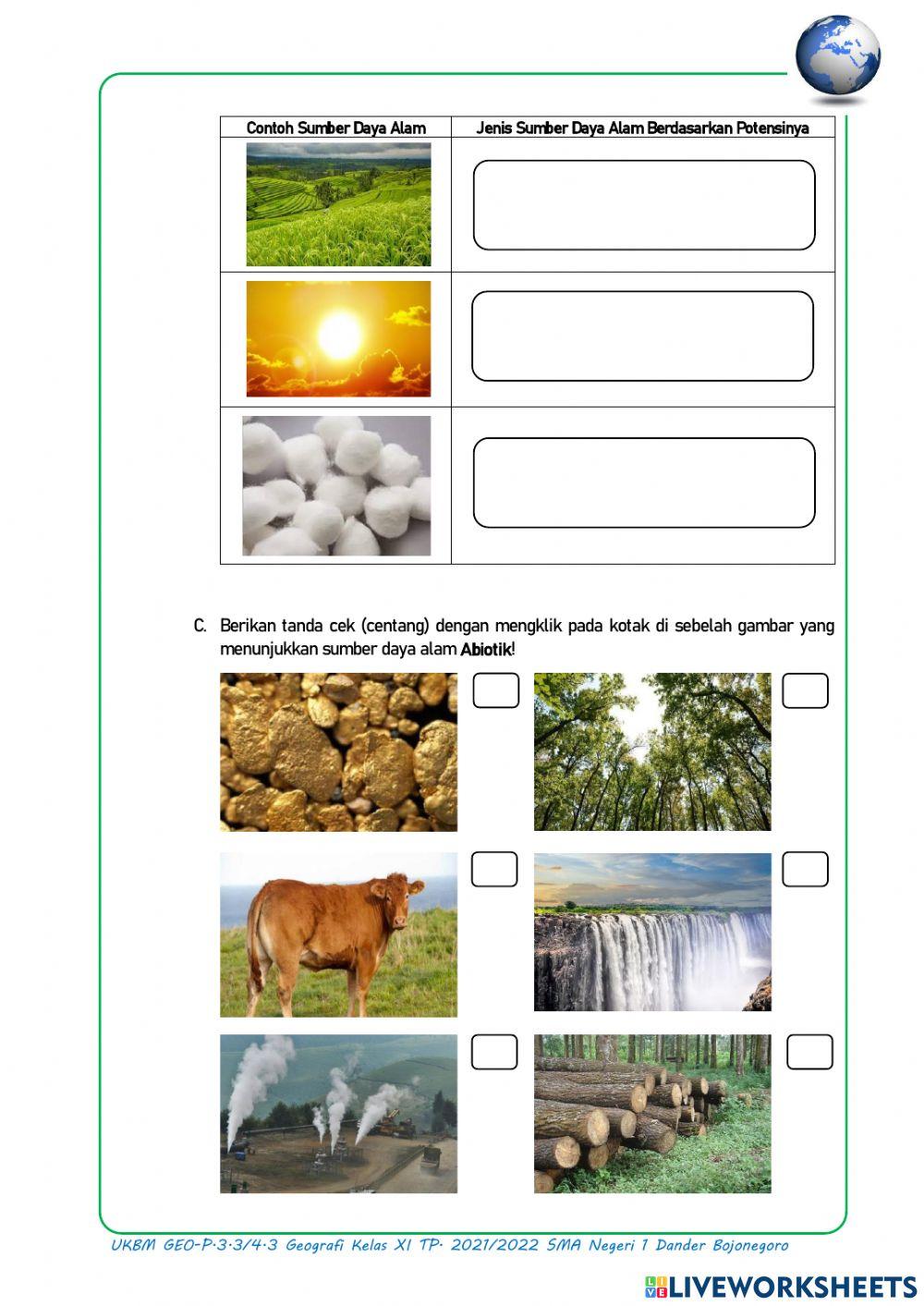 Klasifikasi Sumber Daya Alam