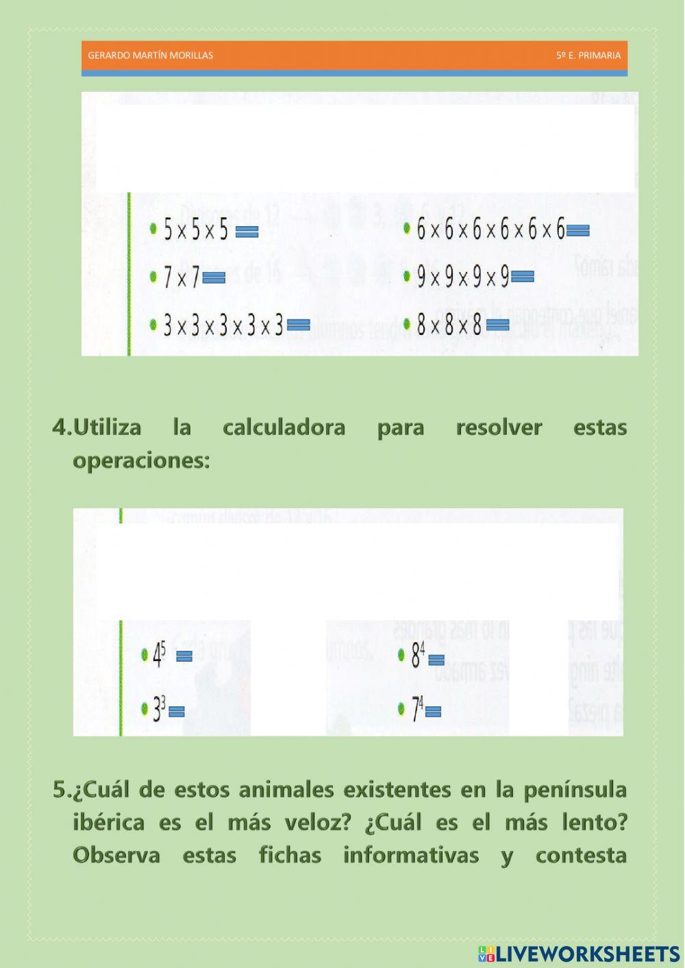 Cálculo y operaciones. Ficha 6.