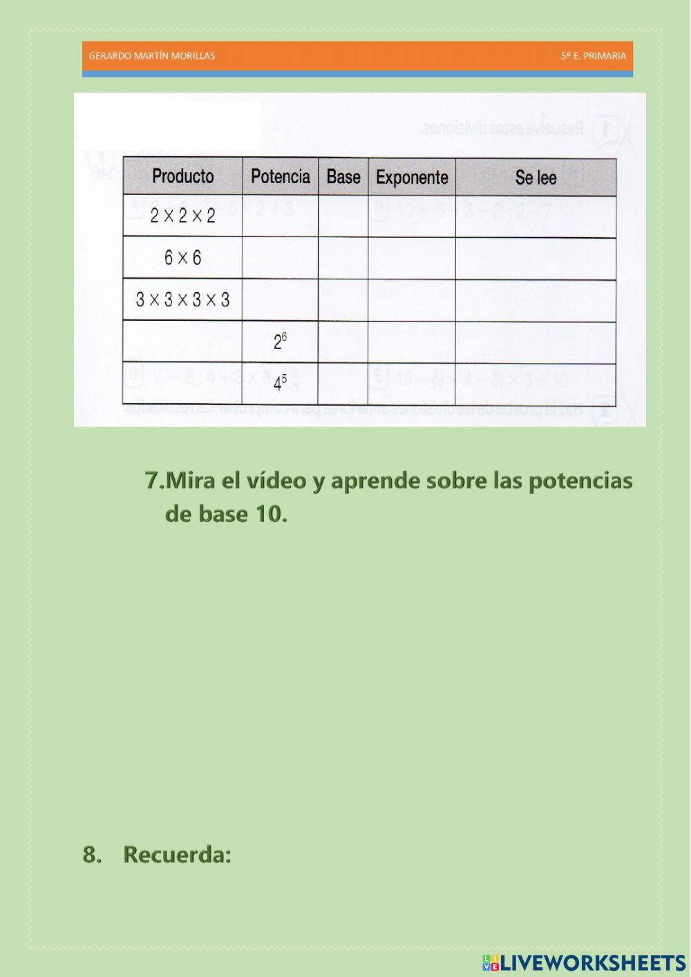 Cálculo y operaciones. Ficha 6.