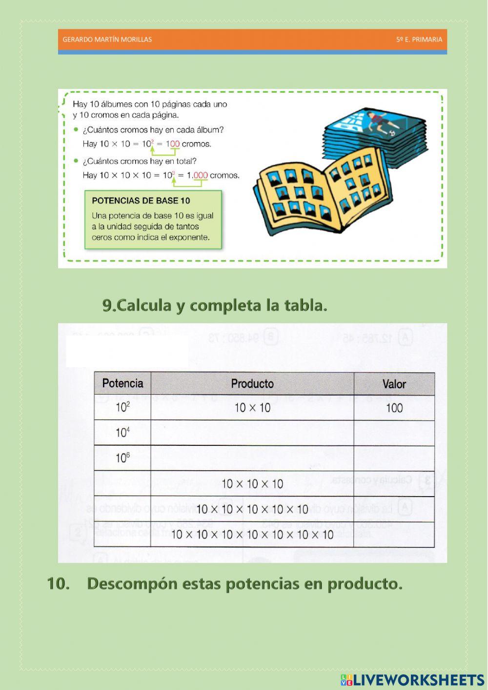 Cálculo y operaciones. Ficha 6.