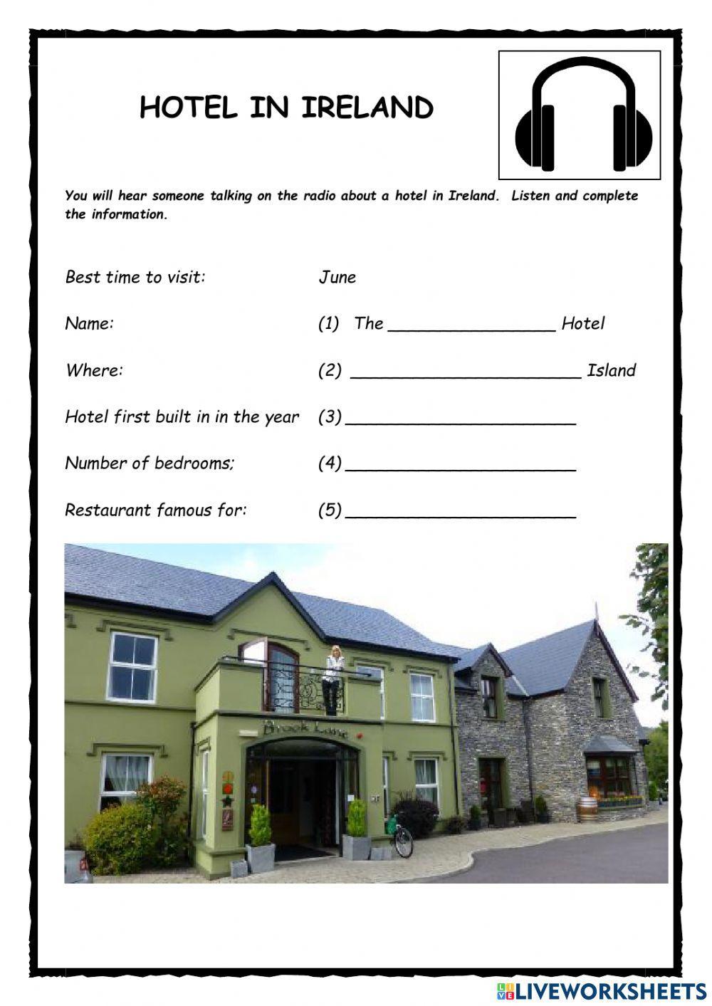 Hotel in Ireland KET Listening