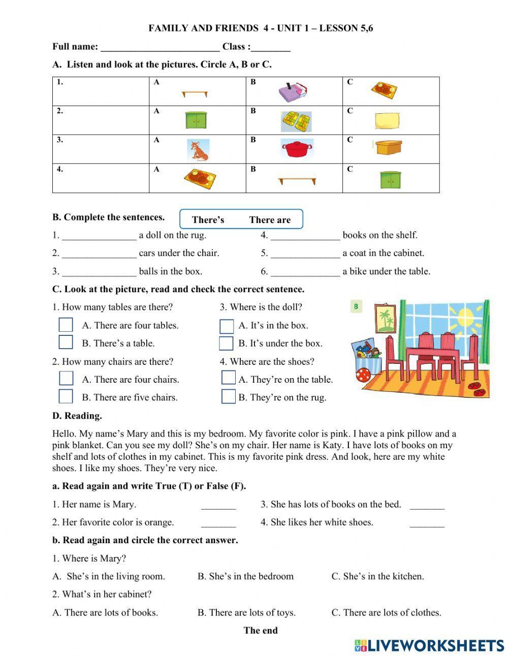 Family and friend 4 -Unit 4 -lesson5&6