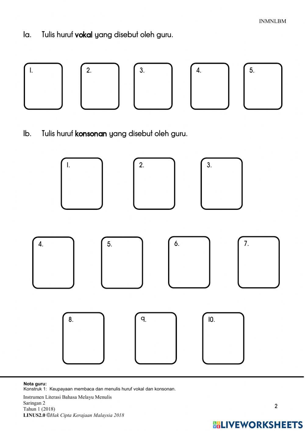 BAHAGIAN 1 - intrumen MENULIS literasi tahun 1