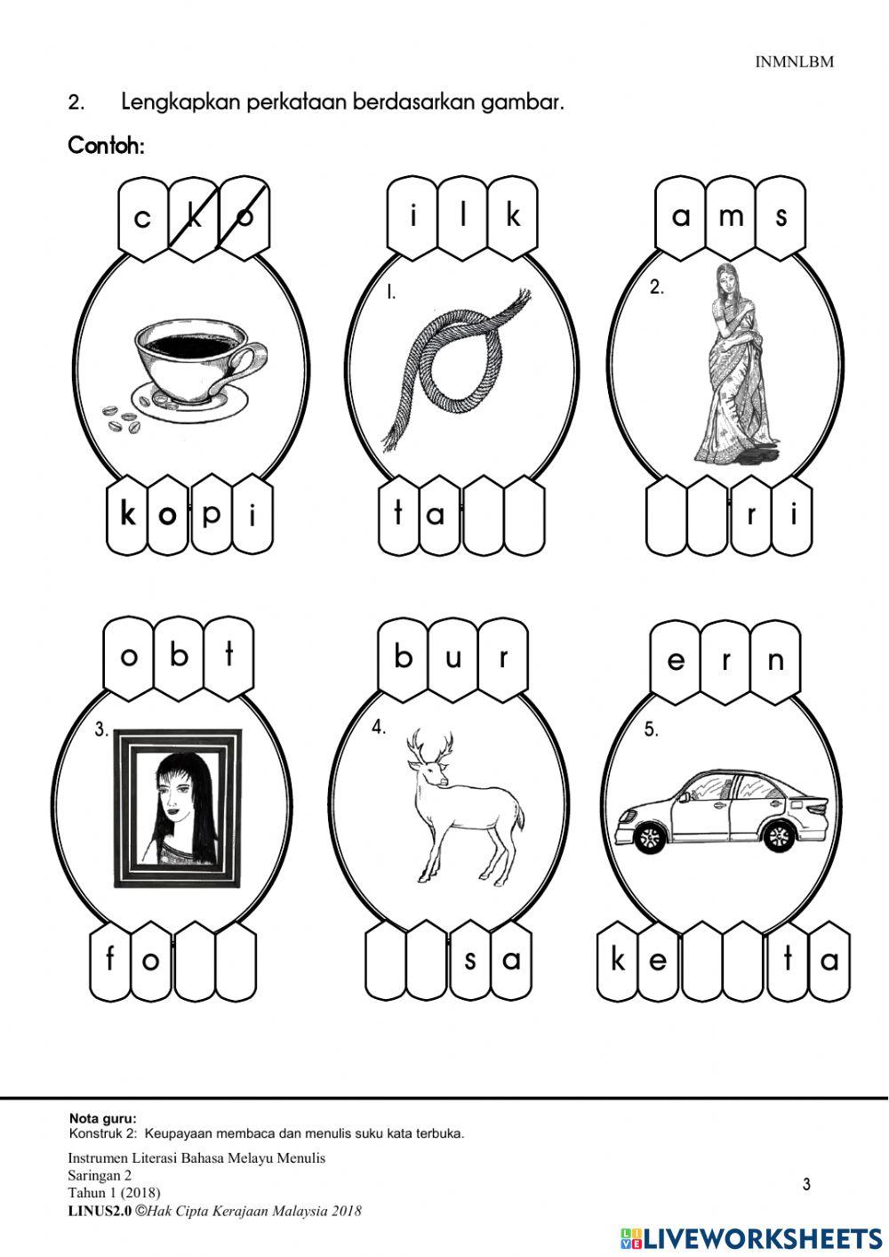 BAHAGIAN 1 - intrumen MENULIS literasi tahun 1