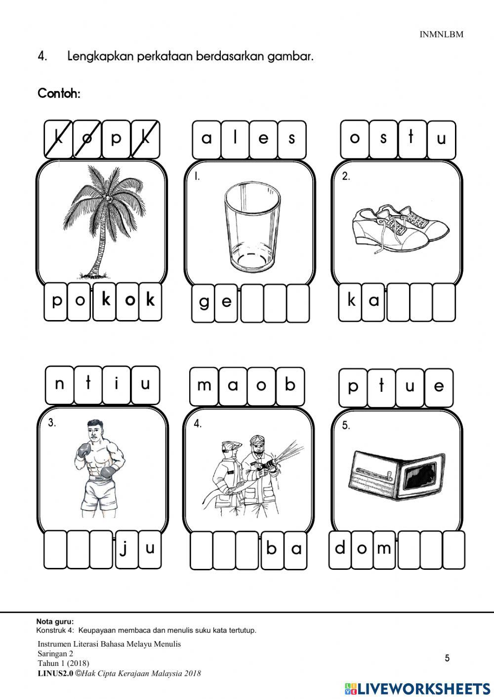 BAHAGIAN 1 - intrumen MENULIS literasi tahun 1