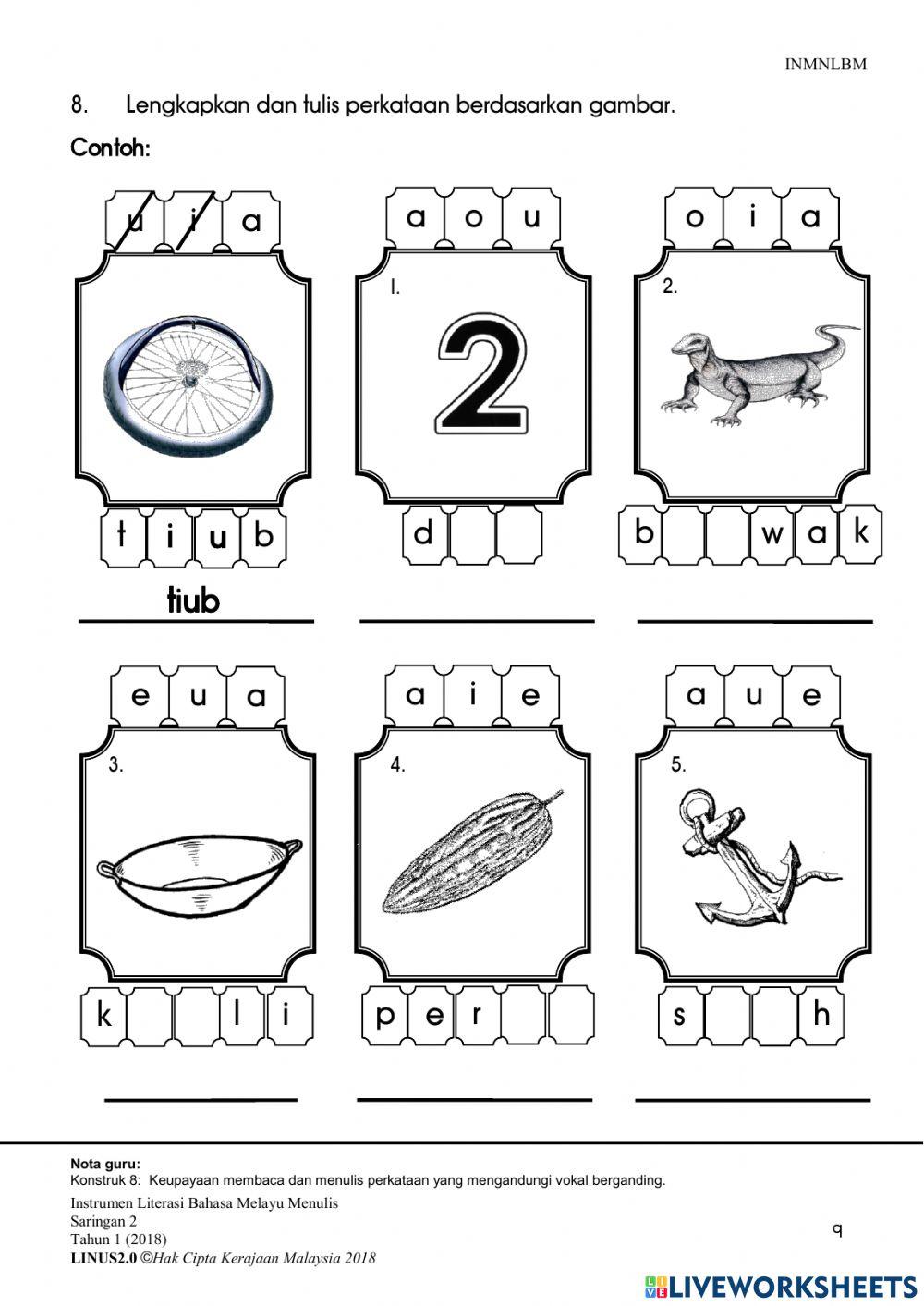 BAHAGIAN 1 - intrumen MENULIS literasi tahun 1