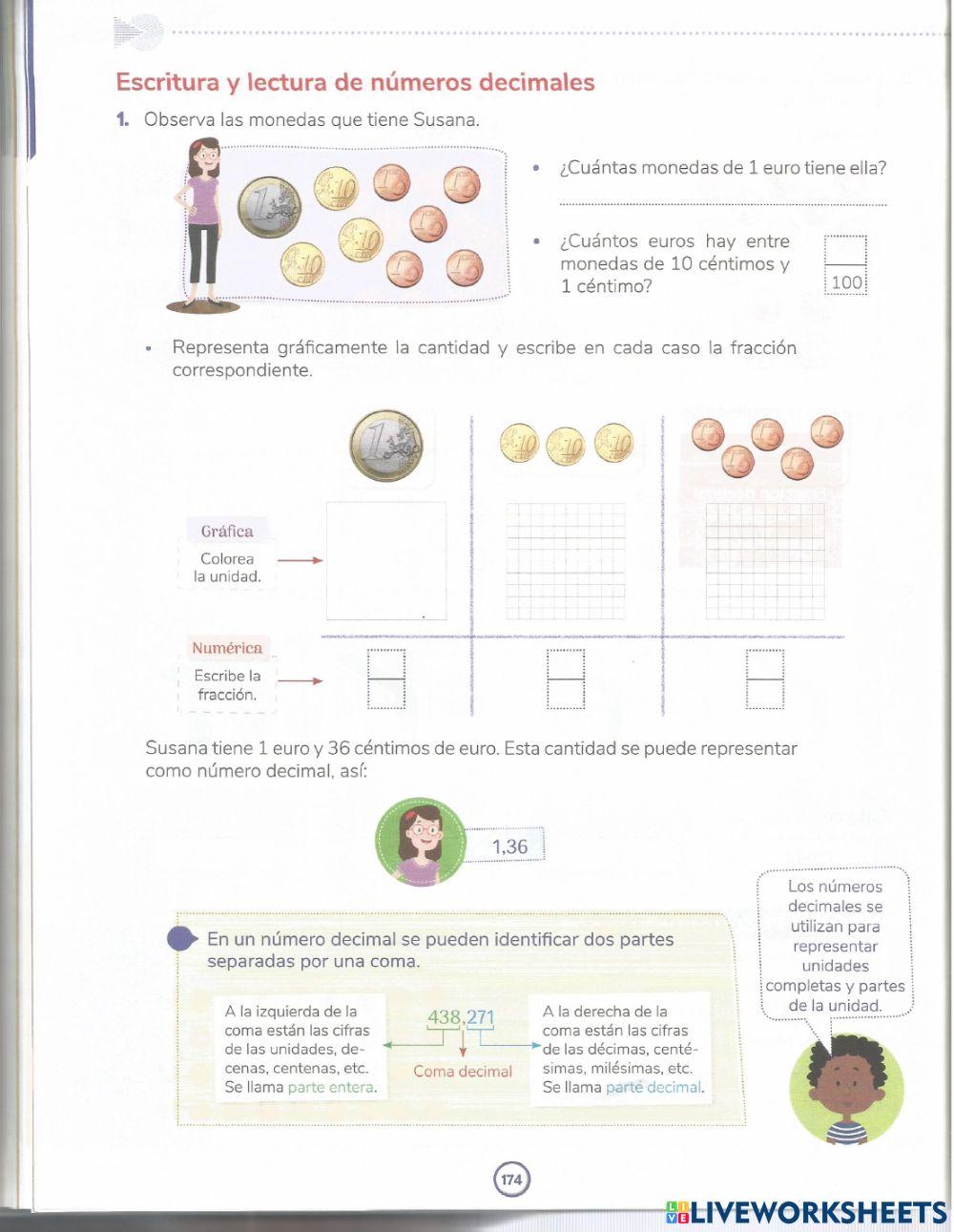 Lectura y escritura de números decimales