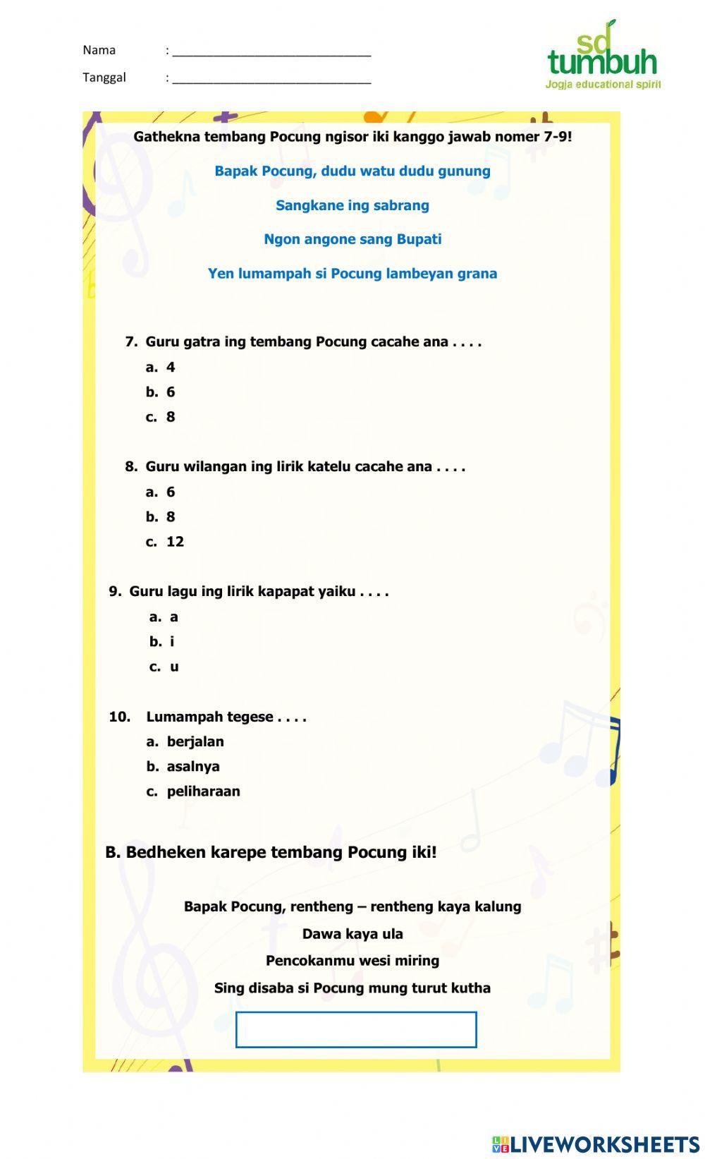 Latihan Bahasa Jawa-Tembang Pocung-B