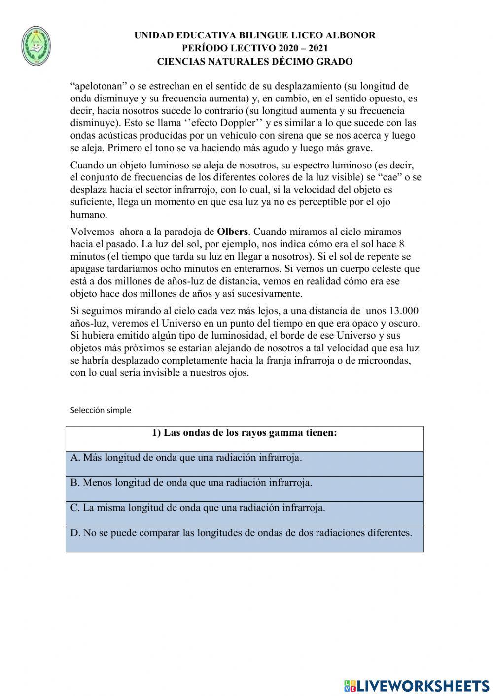 Lectura comprensiva sobre onda electromagnéticas