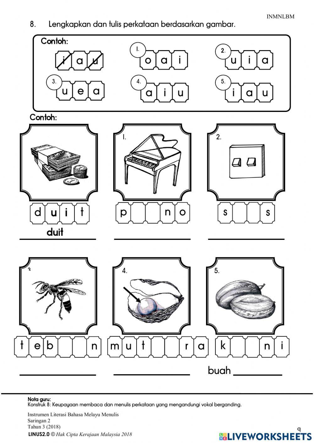 Bahagian 2 - instrumen menulis LITERASI tahun 3 2018