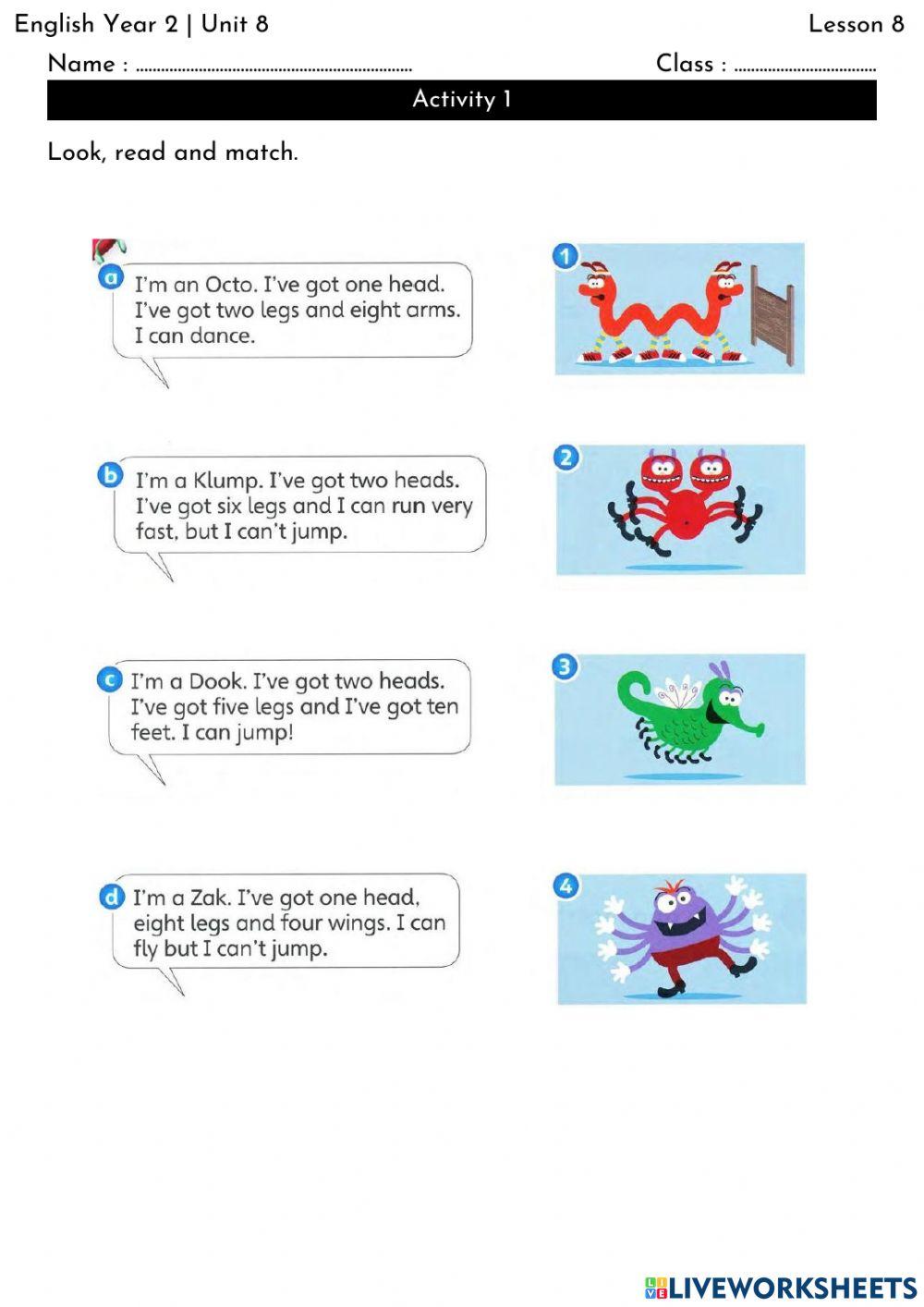 English Year 2 The Robot - Lesson 8.1