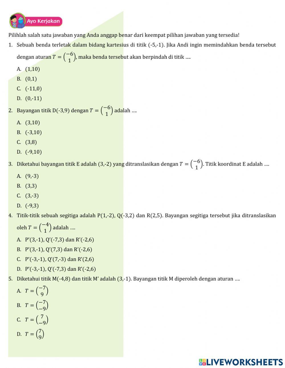 Refleksi dan translasi