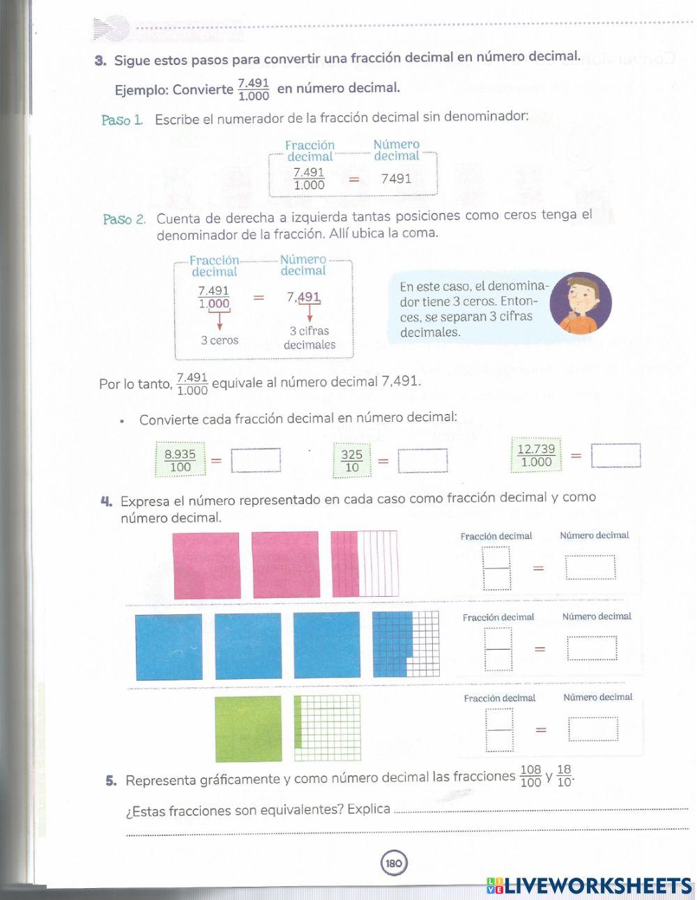 Convertir fracciones a decimales