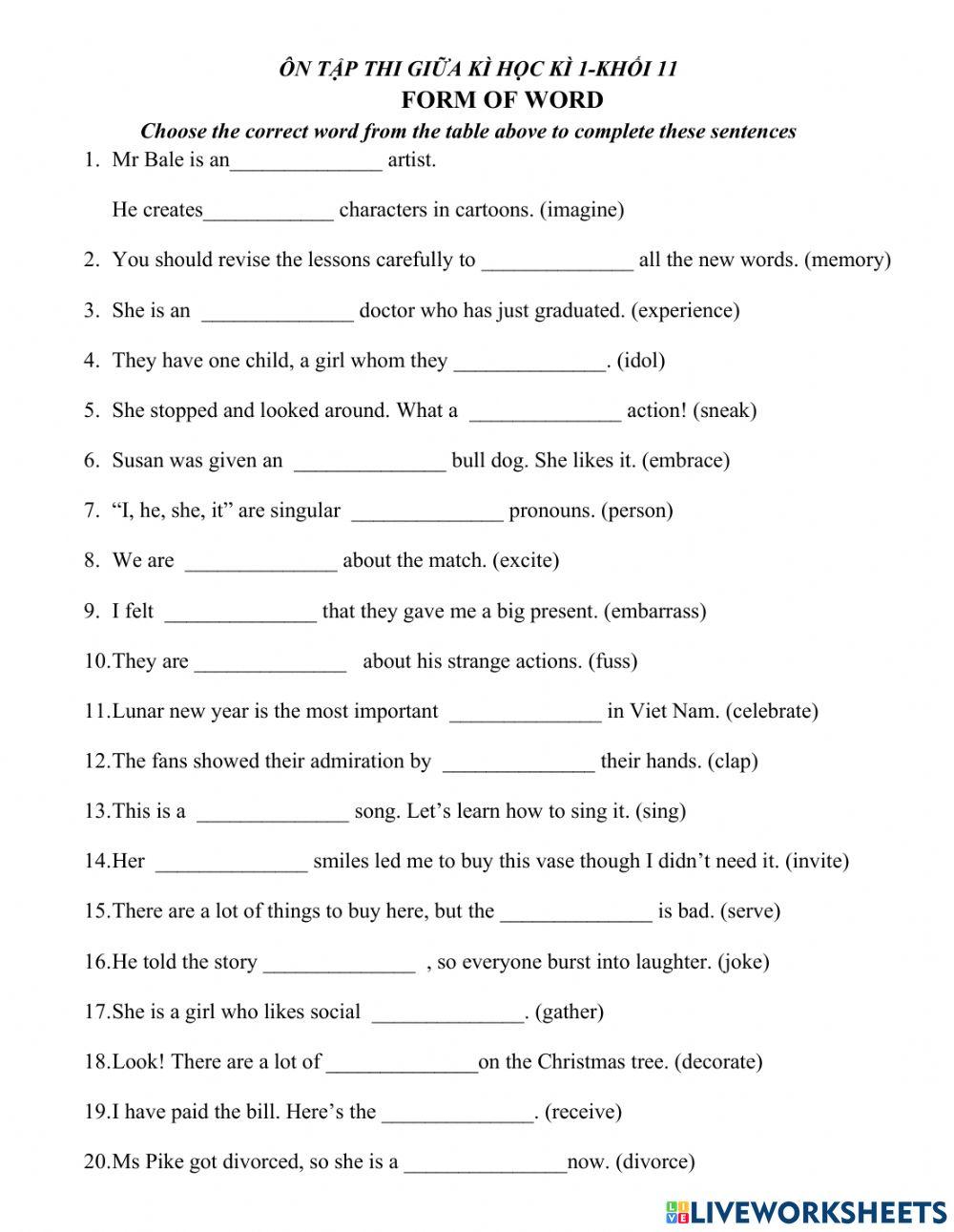 Ôn tập từ gia đình  unit 2 và 3