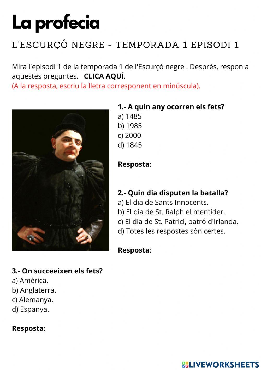 Comprensió oral L'Escurçó negre T.1 E.1