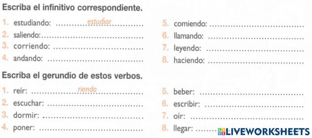 Infinitivos y gerundios