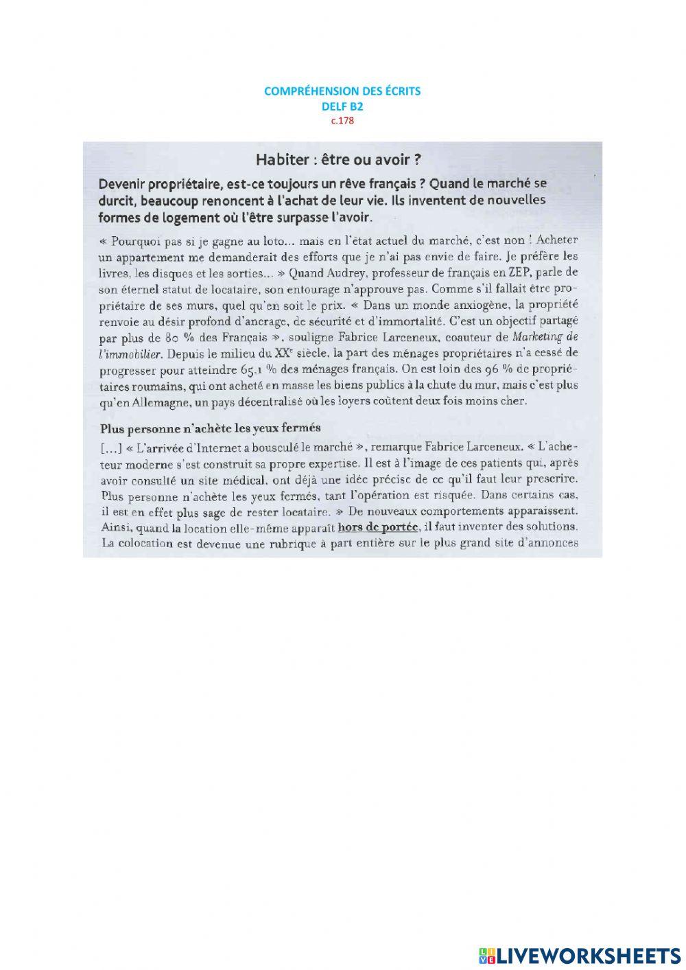 Compréhension écrite B2