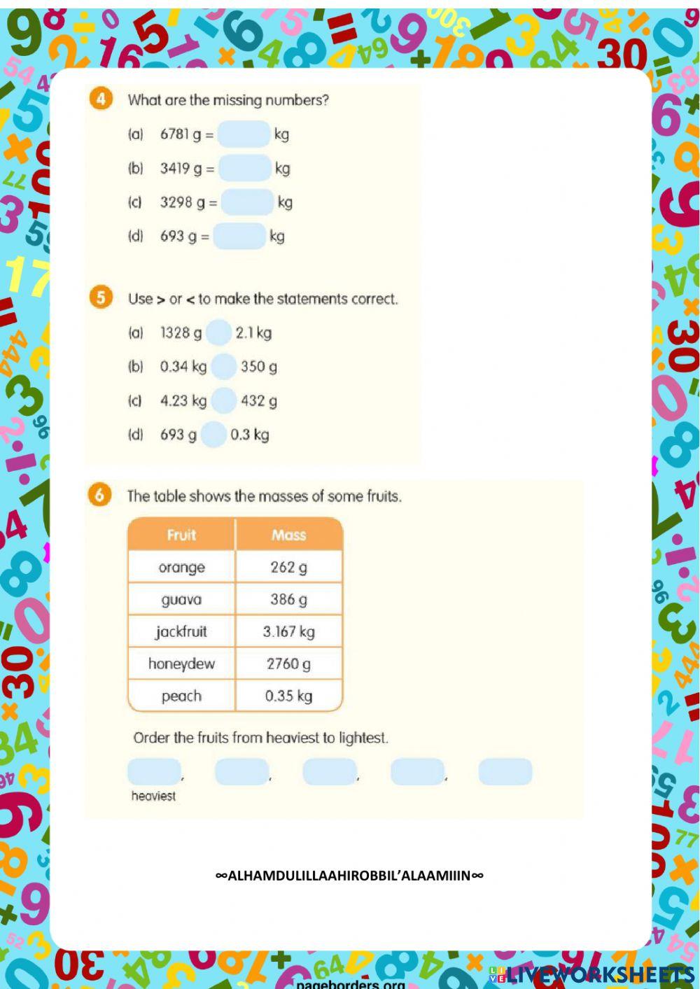 Measurement Mass online exercise for | Live Worksheets