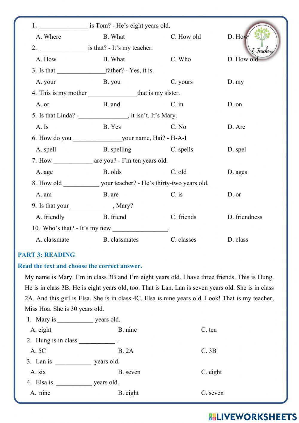 Review test Unit 3+4
