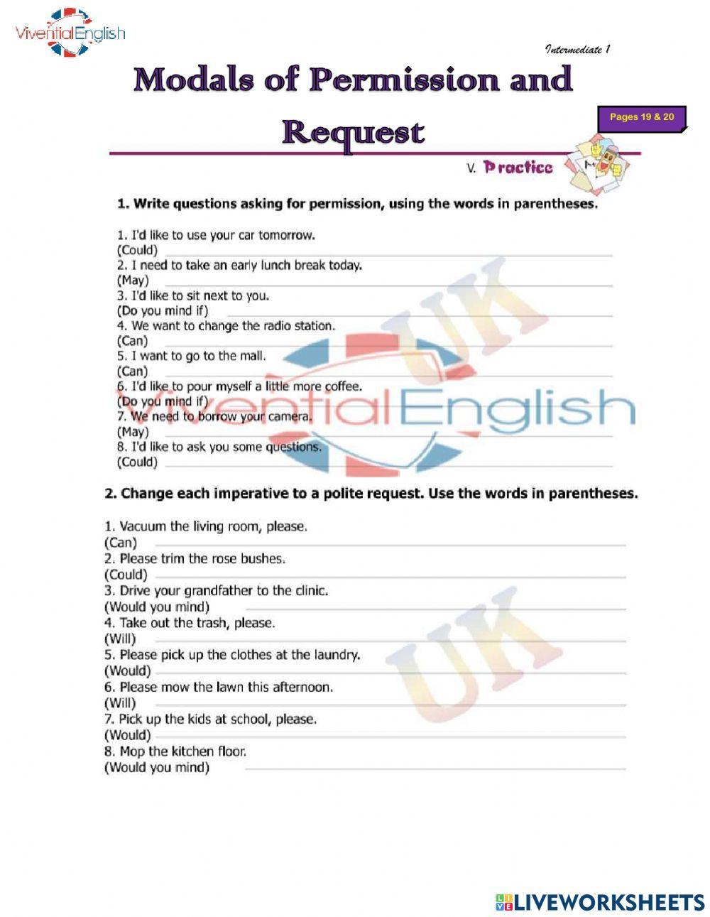 Int1- modals of permission and request