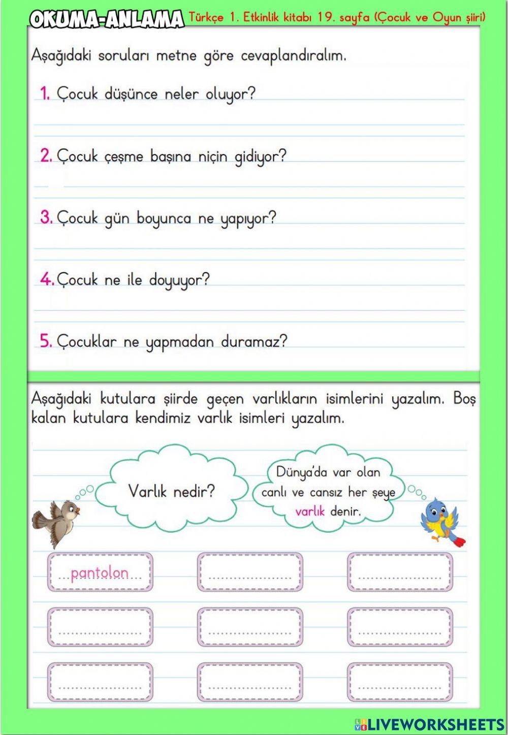 Okuma-Anlama Çocuk ve Oyun